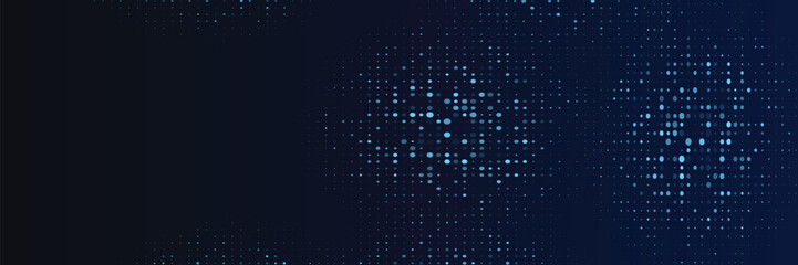 Abstract futuristic technology square pattern with glowing lights, square elements on dark blue background.