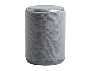 Minimalist  Grey Wireless Speaker with Fabric Texture, Front View, isolated on transparent background