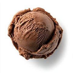 Chocolate ice cream scoop isolated on white background.
