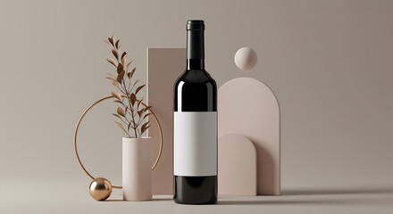 Elegant Wine Bottle Mockup Minimalist Design for Branding