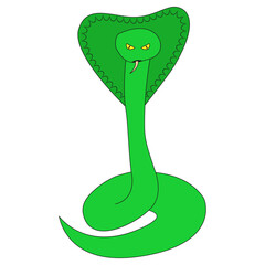 Illustration of a Green Cartoon Cobra Doodle Snake Vector Isolated on a White Background