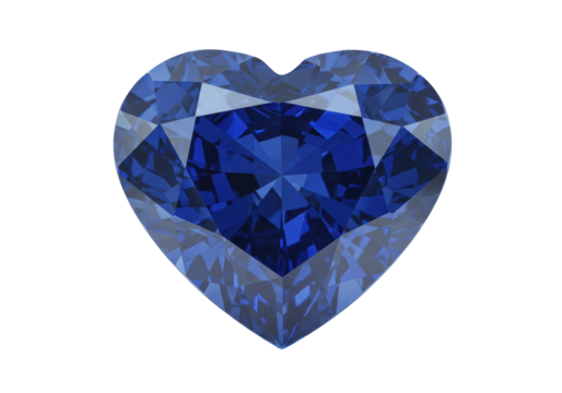 Isolated Heart-Shaped Sapphire Gemstone with Brilliant Facets