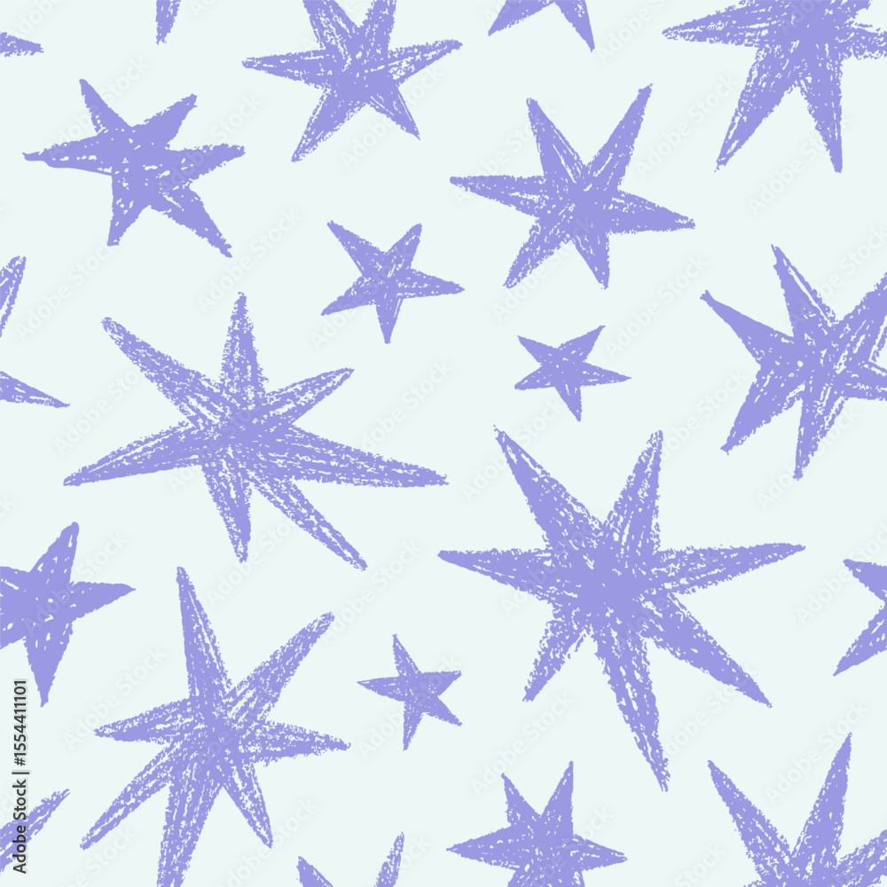 Poster star pattern, seamless design. starry background, repeating print with doodle-style chalk drawing. e
