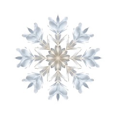 Fototapeta premium Christmas snowflake simple intricate design white icy festive symbol isolated on transparent background