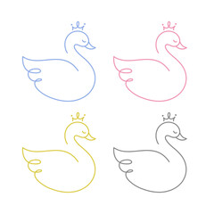 王冠をかぶった白鳥 | Crowned Swan Line Art

