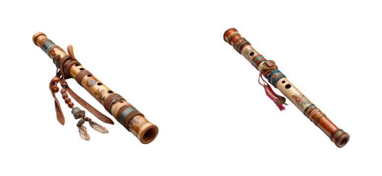 Creative musical performance with traditional flutes cultural event indoor setting artistic expression cut out set png