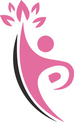 Wellness and health symbol with human figure and leaf elements