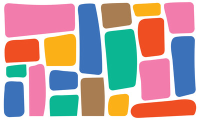 Set of multicolored rectangle shape. Drawing organic blank background. Color speech bubble blobs. Textbox in doodle and hand drawn style. EPS 10 . 