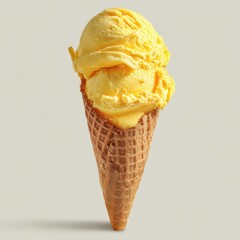 Mango Coconut Ice Cream, isolated on white background.