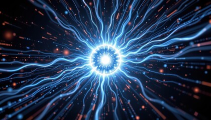 A visually stunning depiction of a bright glowing core emitting energy