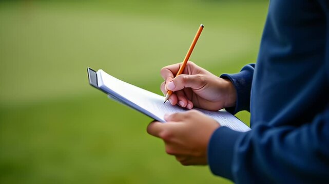 Golfer Keeping Score on Scorecard