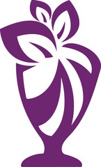 Elegant purple ice cream dessert with leaves