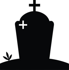 Halloween grave silhouette, Halloween tombstone gravestone silhouette vector illustration