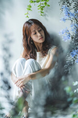 植物と女性