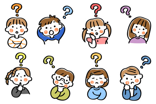 疑問を感じるこどもたちのイラストセット①