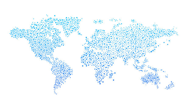 Digital world map on a transparent background. Png  image.