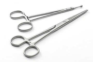 Setsurgical clamps on white background