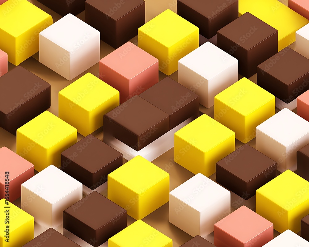 Fototapete abstract colorful cube arrangement in isometric view