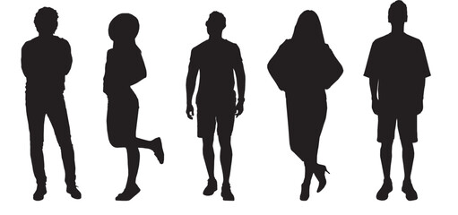 people in summer cloths silhouette