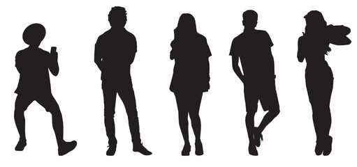 people in summer cloths full isolated silhouette