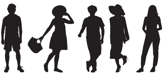 silhouette of people in summer cloths 