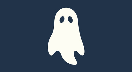 Vector Contour Line Drawing of Cute Cartoon Ghost Under a Sheet &ndash; Isolated Halloween Character for Kids and Party Designs