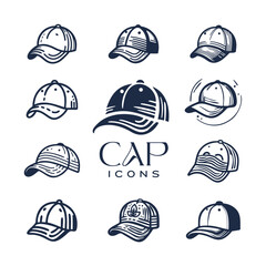 Cap Vector icon Set