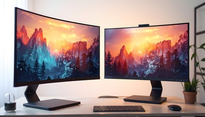 Ultrawide Curved Monitors on Modern Desk Setup
