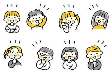 何かを思いつくこどもたちのイラストセット②