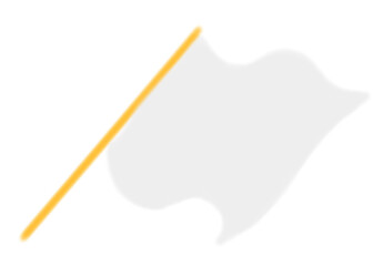 A white flag waving gently, symbolizing surrender and peace.  PNG format, transparent background.

