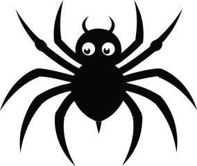 Silhouette of a spider hanging from a web, halloween vector