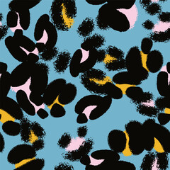 Leopard spots seamless pattern design. Vector blue background, wallpaper, wrapping paper, fabric, print, textile