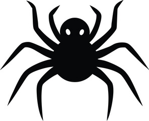 Silhouette of a spider hanging from a web, halloween vector