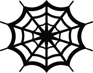 Obraz premium Halloween spider web hanging black silhouette vector illustration