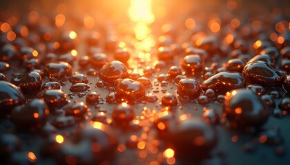 Abstract Macro Shot of Metallic Spheres with Warm Lighting