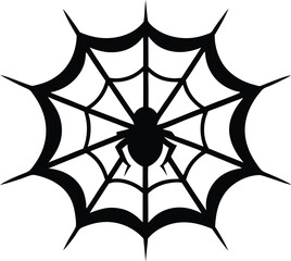 Fototapeta premium Halloween spider web hanging black silhouette vector illustration