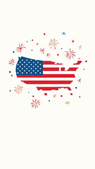 4th of july american independence day - american map