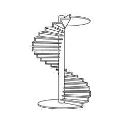 Modern spiral staircase with clean lines and a central pole