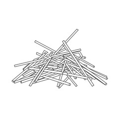 A pile of thin hollow cylindrical straws scattered and overlapping in a random heap