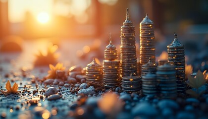 Sunset Cityscape: Miniature Metropolis at Golden Hour