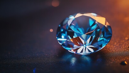 Fototapeta premium A stunning blue diamond on a dark surface.