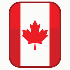 Canadian flag with rounded border isolated on white background