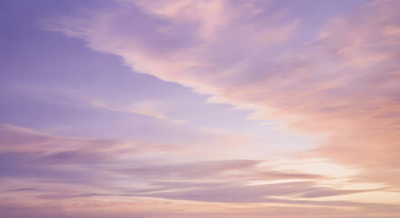 Naklejka premium Natural lavender sky with clouds image. Bright blue and lavender sky with fluffy white clouds on a clear sunny day. 
