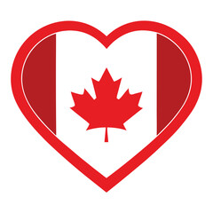 Canadian flag in heart shape isolated on white background
