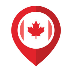 Location pin with canadian flag isolated on white background