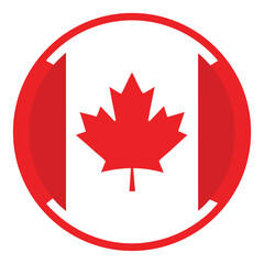 Canadian flag maple leaf emblem in a red and white circle