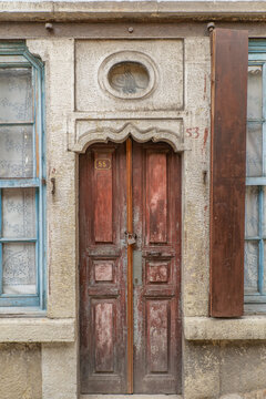 Closeup view of a decorated door on a historical building in Safranbolu, Turkey