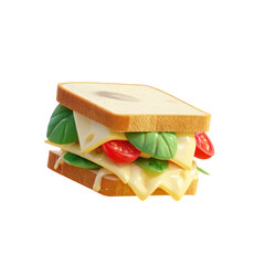 Fresh and Delicious Sandwich with Lettuce, Tomatoes, and Cheese on Toasted Bread Ideal for Healthy Meal Concept