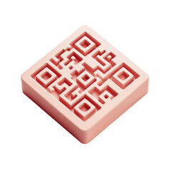 3D Render of a Textured QR Code on a Subtle Pink Background for Digital Marketing and Technology Applications