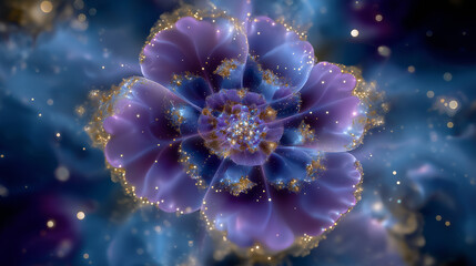 Abstract Kaleidoscope Art in Deep Blues Magentas and Golds